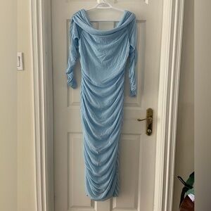 Beautiful light blue off the shoulder dress